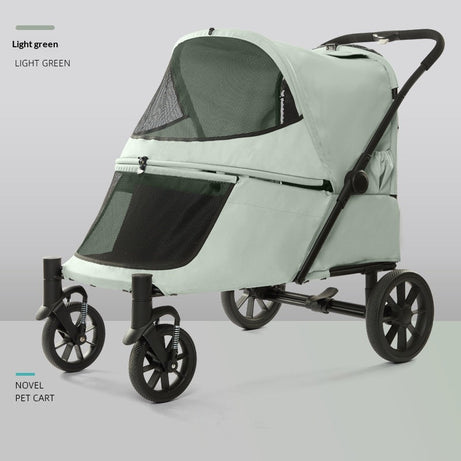 Foldable Covered Pet Stroller With Ramp For Senior Cats And Small
