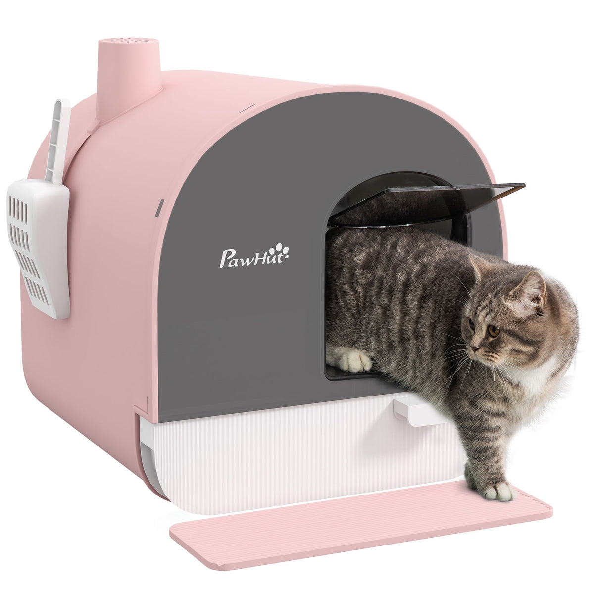 Cat Litter Box With Lid With Scoop And Filter Pink