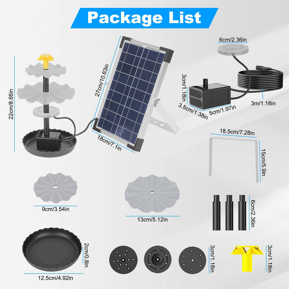 1pc 3tier Solar Bird Bath Fountain Powered Water Waterfall Feature