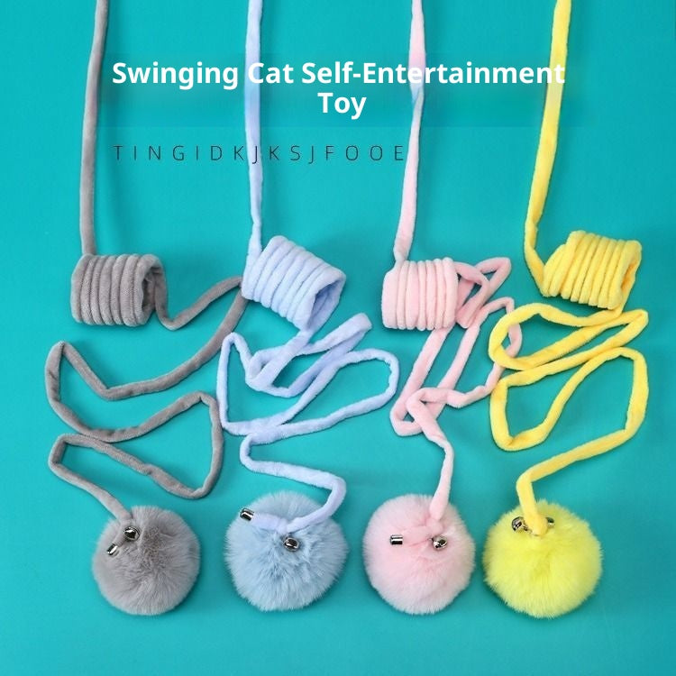Cat Toy Suction Cup Spring Rabbit Fur Ball Retractable Elastic Rope