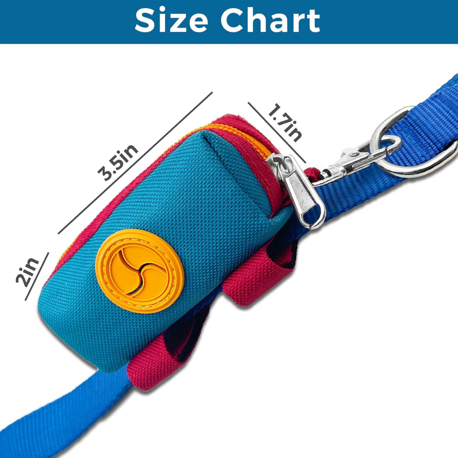 Dog Poop Bag Holder For Leash Zippered Canvas Dispenser Pouch
