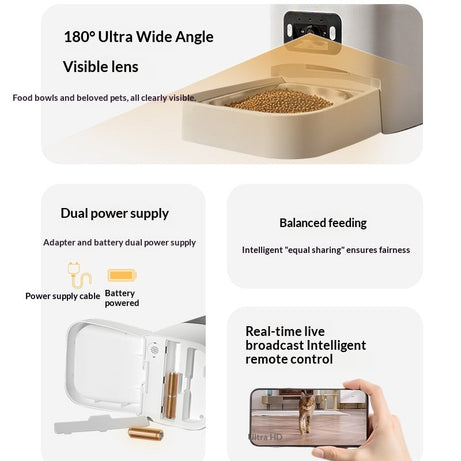 Pet Feeder For Cats 6l Automatic Feed Dispenser With Camera