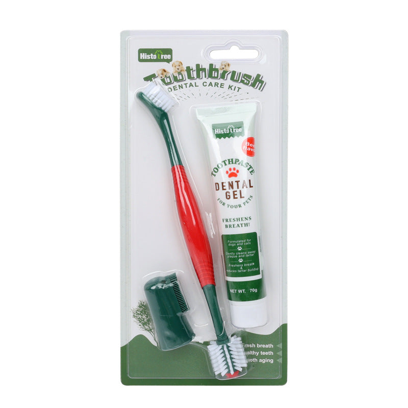 Pet Toothpaste Toothbrush Set Cat And Dog Finger Stall Cleaning Pet