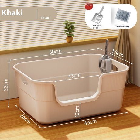 Oversized Splash-proof Cat Litter Box Open Semi-closed Toilet