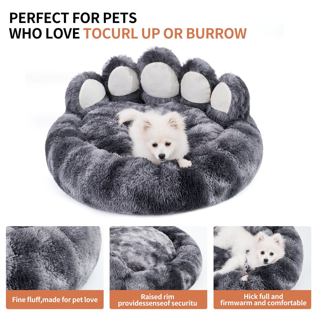 Thickened Warm Kennel For Pets With Bear Paw Shape House Teddy