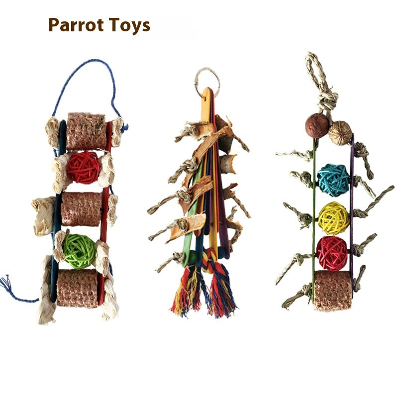Creative Parrot Corn Cob Bite String Wooden Toy