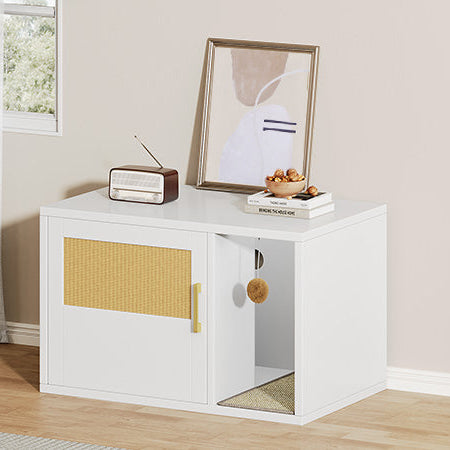 Cat Litter Box Cabinet Multifunctional White Modern House Washroom