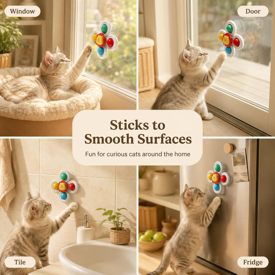 3pcs Suction Cup Cat Toy Window Perch Companion Interactive Play