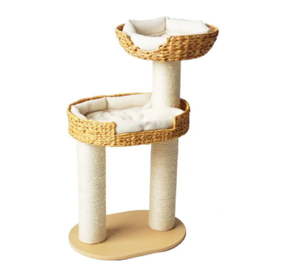 Green Song Woven Cat Climbing Frame With Thick Posts Tree Bed