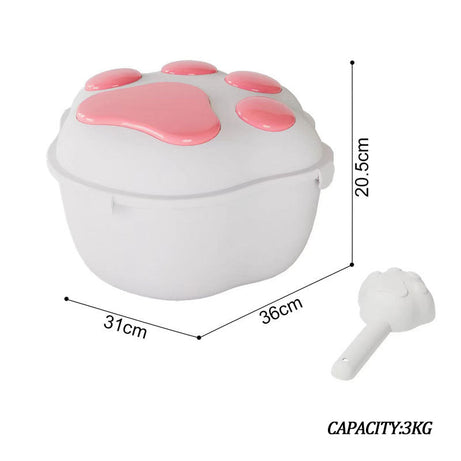 Dog Food Storage Container Claw Pet Grain Bucket With Cute Lid