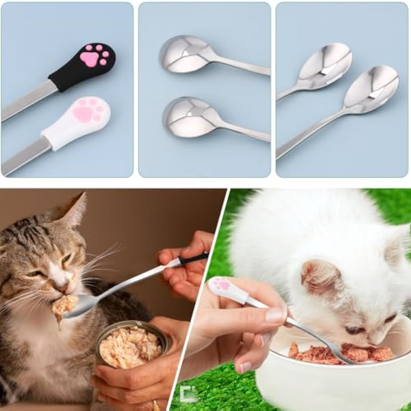 2 Pcs Dog Cat Spoon Pet Can Stainless Steel Claw Spoons For Wet