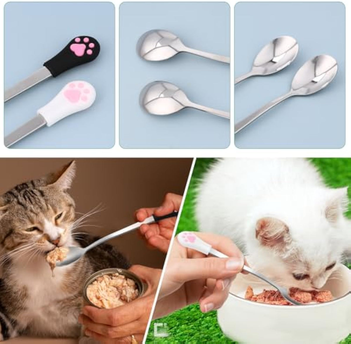 2 Pcs Dog Cat Spoon Pet Can Stainless Steel Claw Spoons For Wet