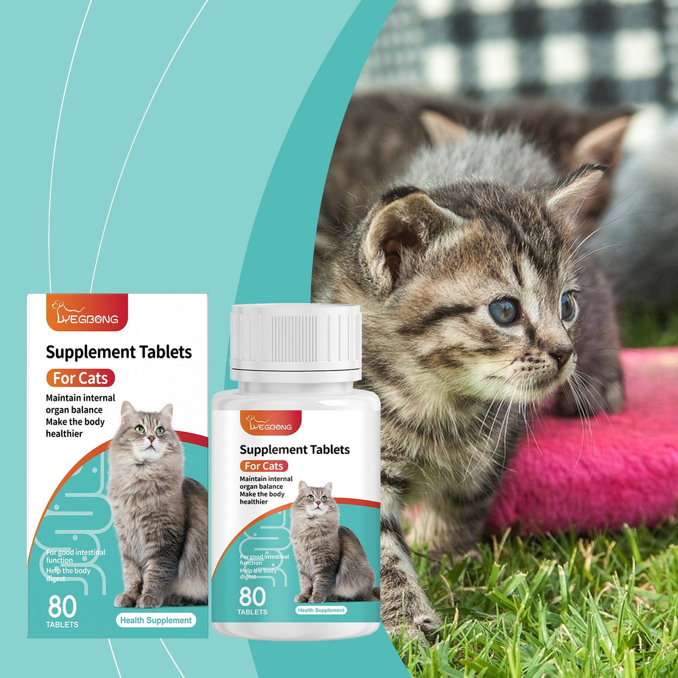 Cat Probiotic Supplement Tablets Gut Digestive Health Support