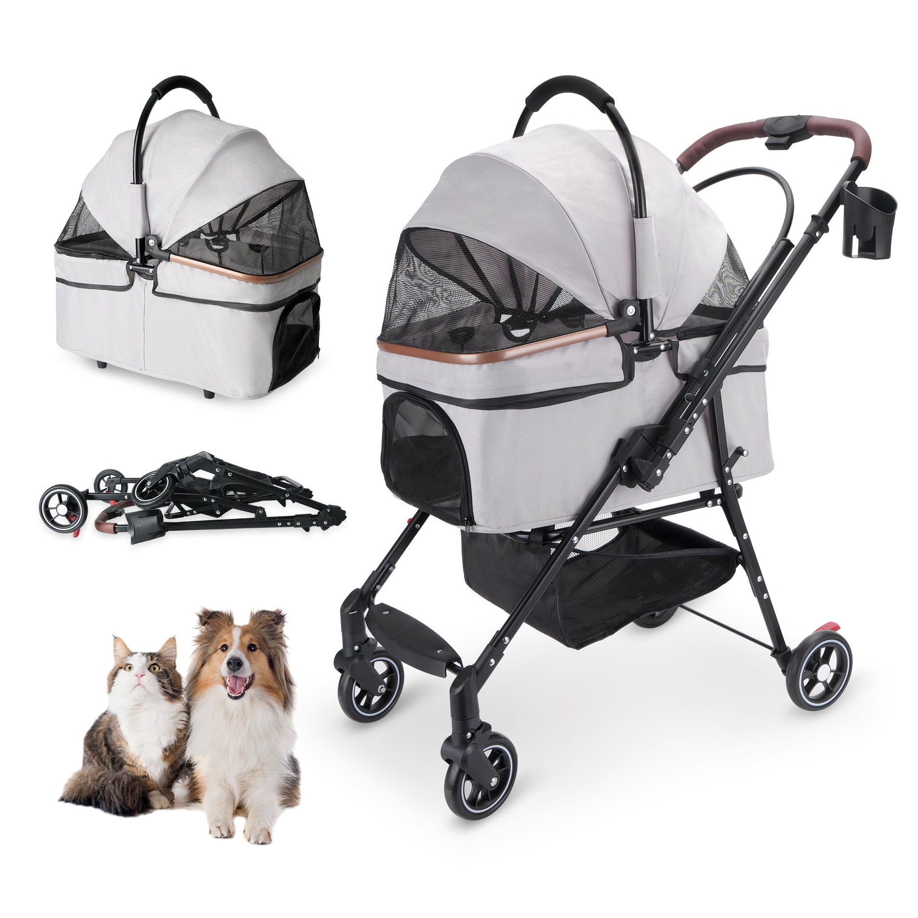 Foldable Pet Stroller For Small Dogs Cats