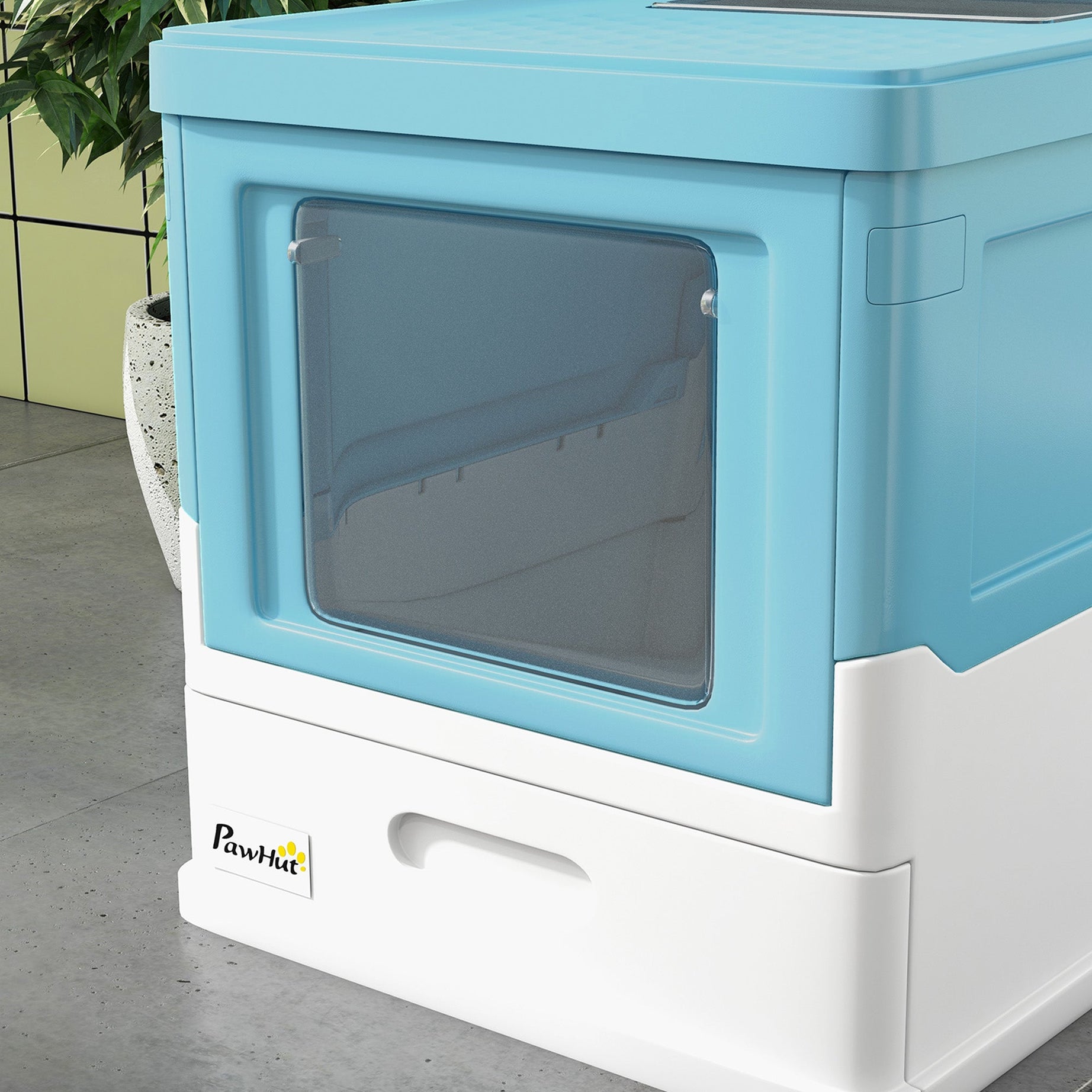 Hooded Cat Litter Box Portable Pet Toilet With Scoop Front Entry
