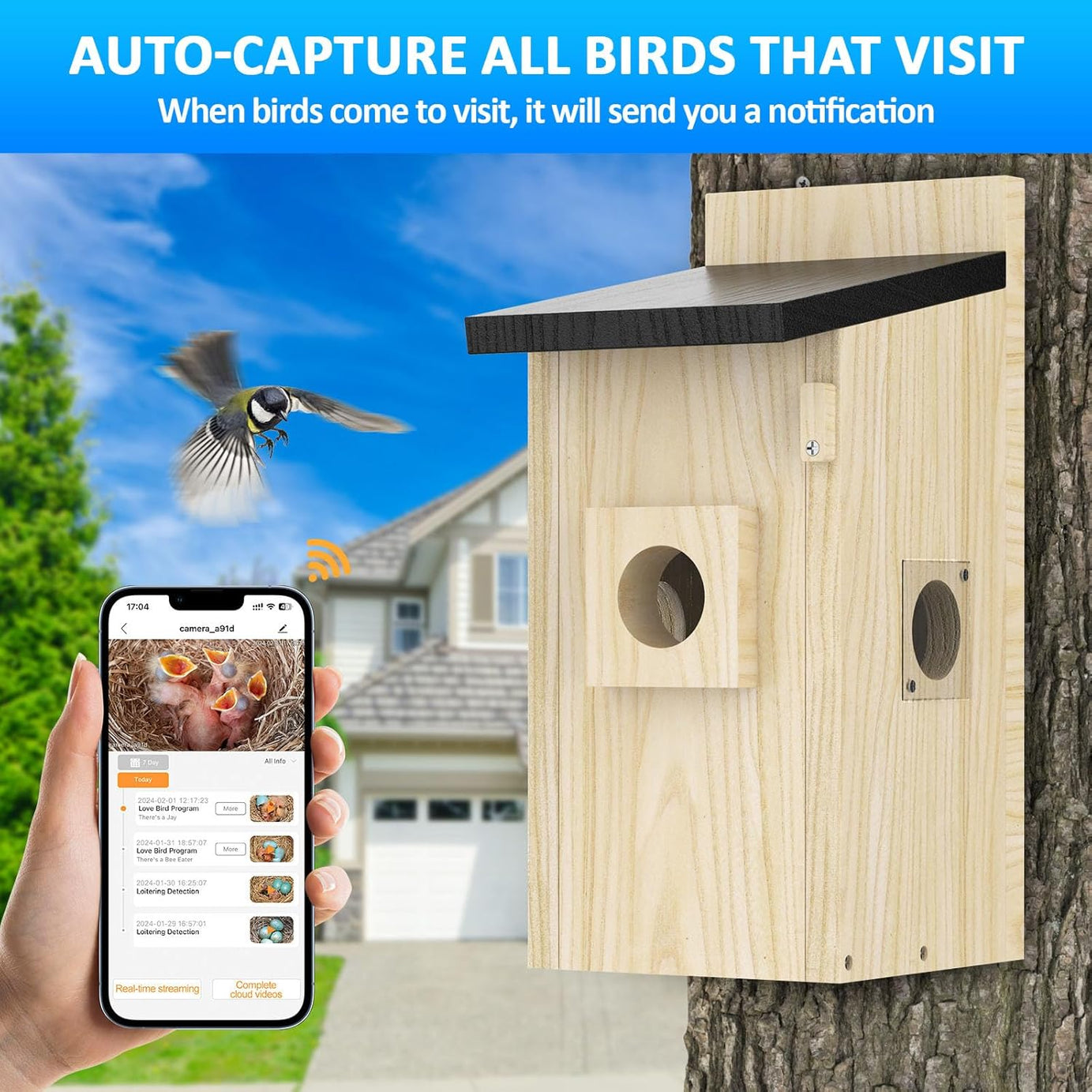 Smart Bird Houses For Outside Solar Powered 4mp Birdhouse Camera