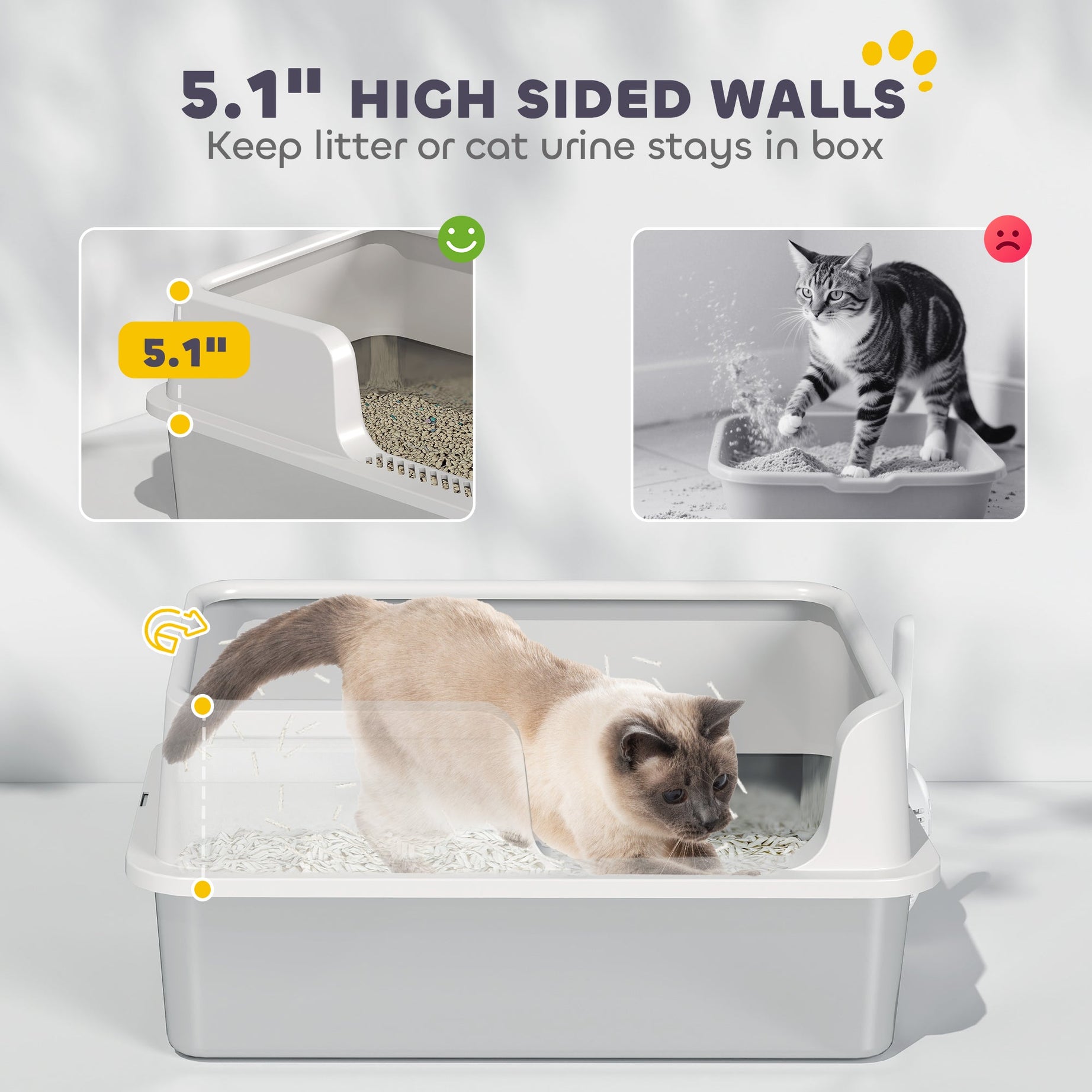 Stainless Steel Litter Box With High Side Scoop Easy Cleaning