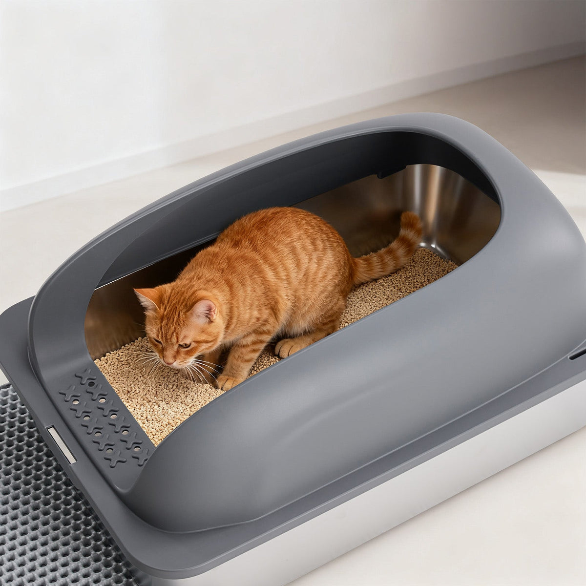 Stainless Steel Cat Litter Box With Lid Large For Big Cats Scoop