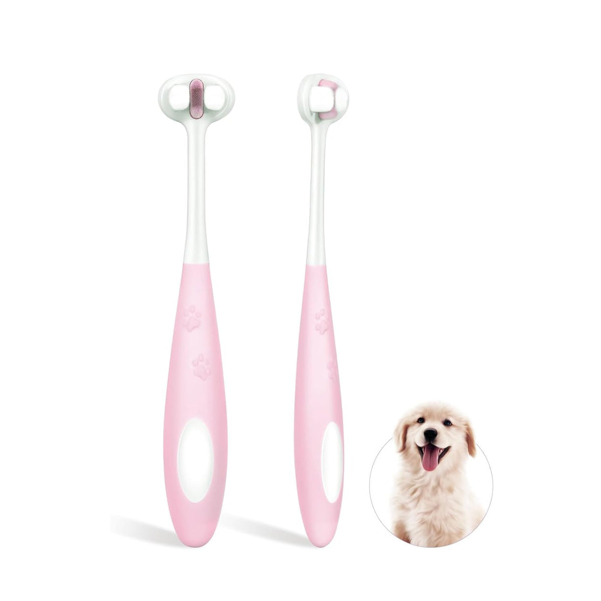 Ultra Soft Nano Bristles Dog Toothbrush Pet Dental Care Kit 3 Sided