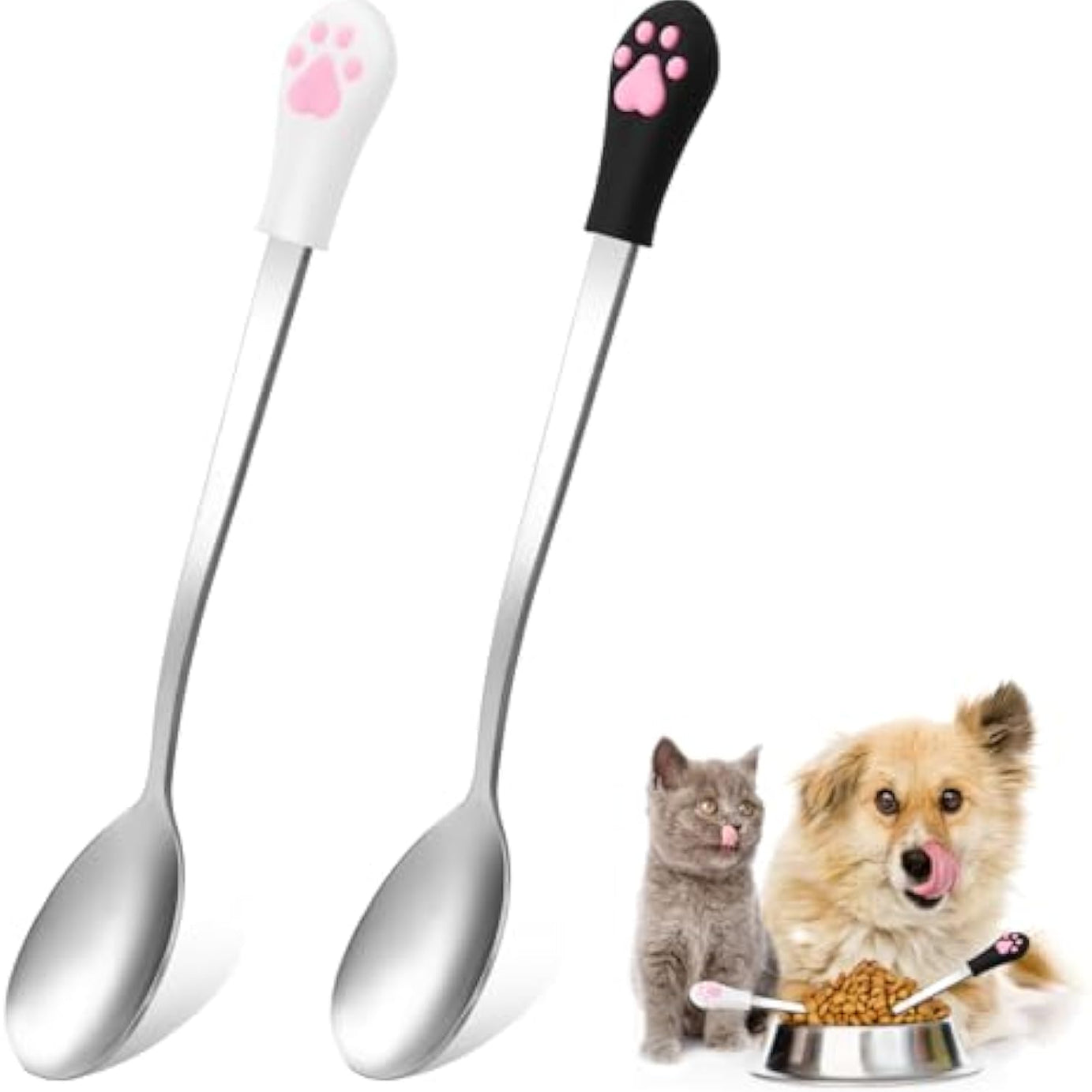 2 Pcs Dog Cat Spoon Pet Can Stainless Steel Claw Spoons For Wet