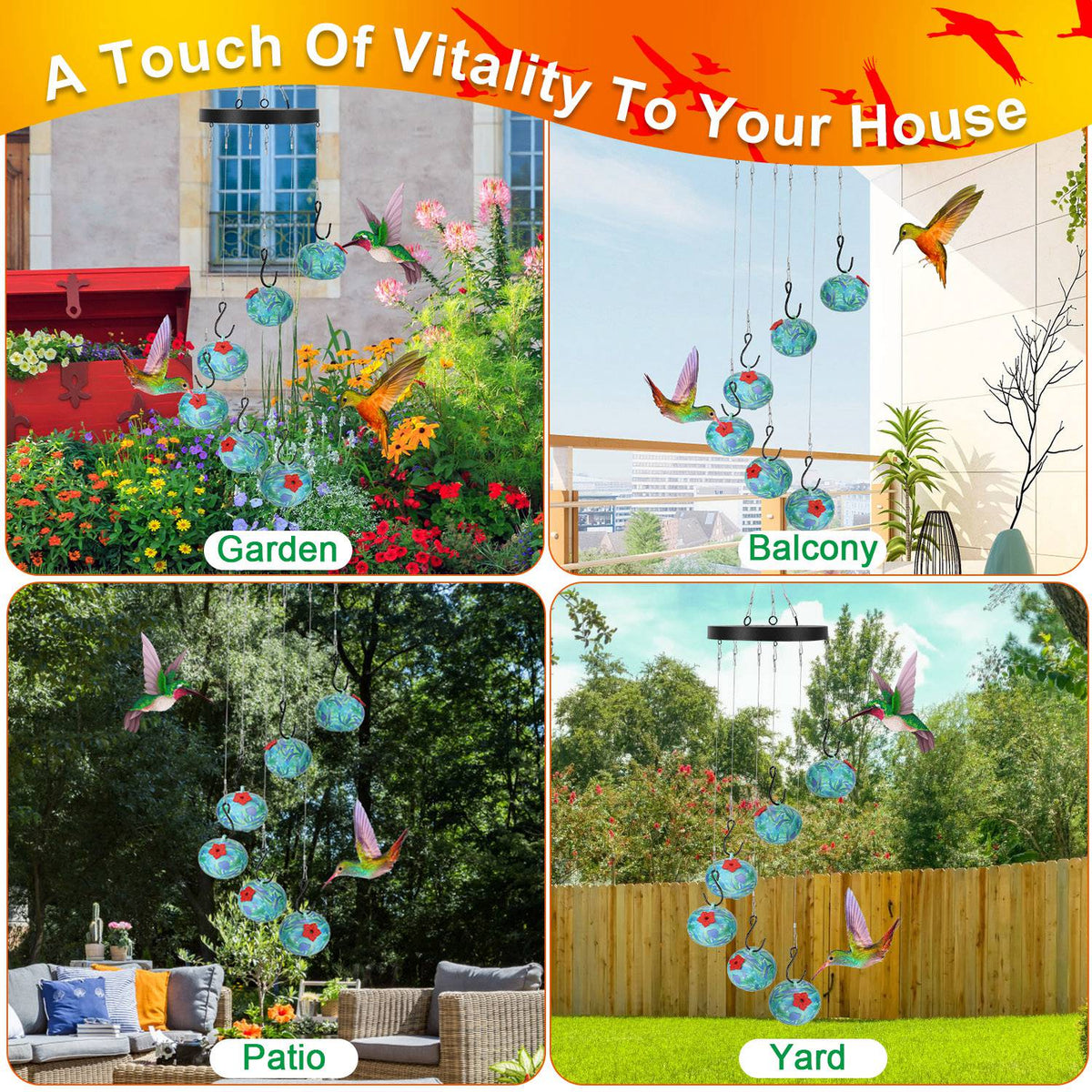 1pc Wind Chimes Humming Bird Feeder Ant And Bee Proof Outdoor