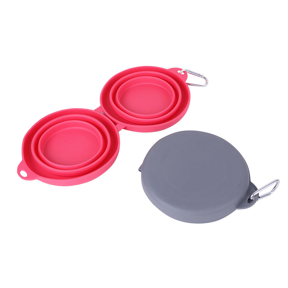 Rubber Foldable Double Bowl Pet Feeding Pets Supplies Dog Cat Bowls