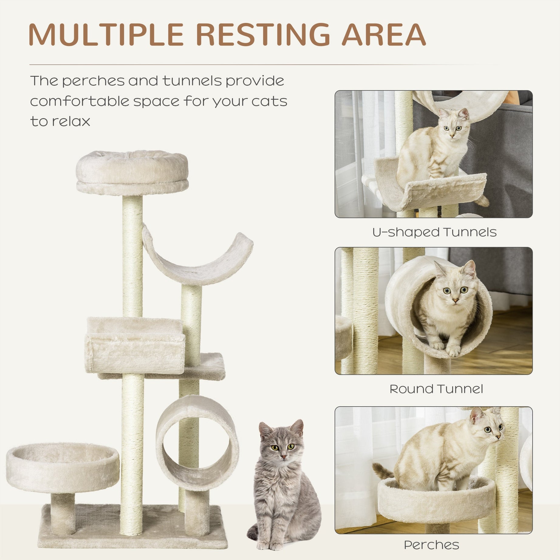 Pawhut Cat Tree For Indoor Cats Kitten Pet Scratching Post Perch