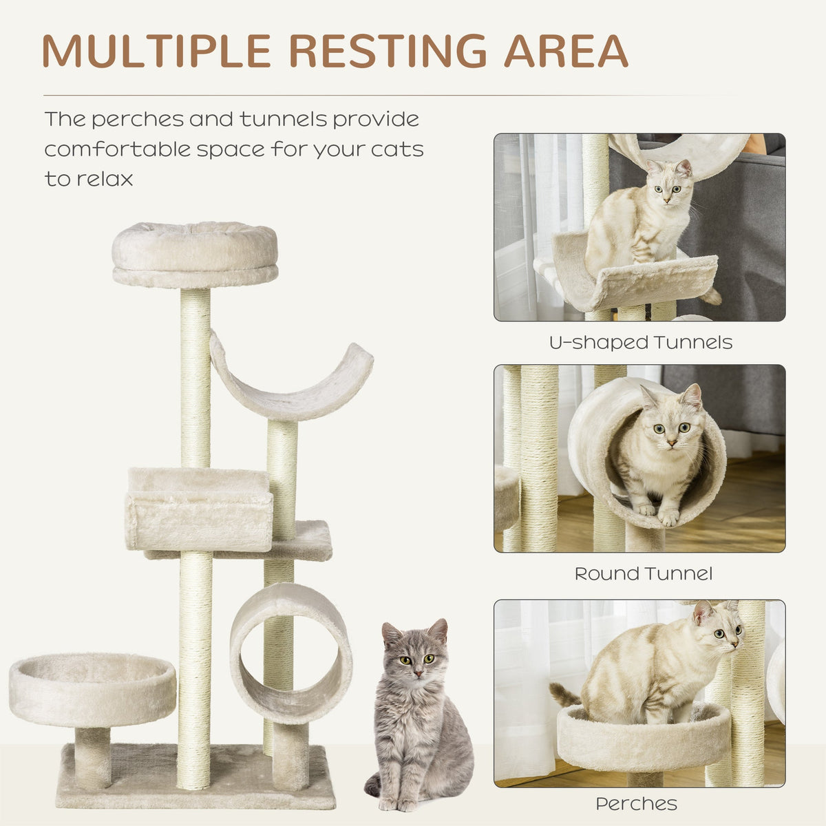Pawhut Cat Tree For Indoor Cats Kitten Pet Scratching Post Perch