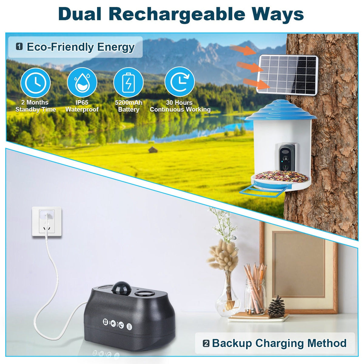 Smart Bird Feeder With Solar Powered Camera 1080p Hd Ai Identify