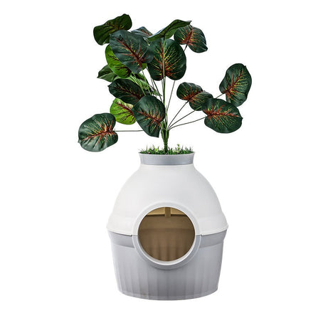 Hidden Fully Enclosed Green Plant Cat House Toilet Litter Box