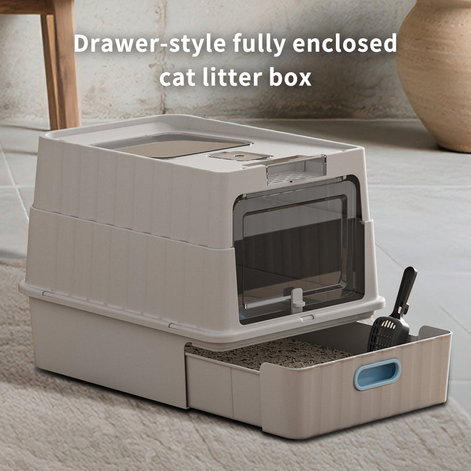 Dual Opening Fully Enclosed Cat Litter Box Top Entry Anti-tracking