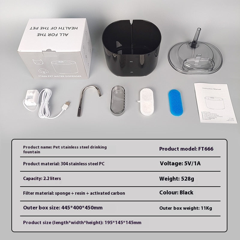 Pet Water Dispenser Loop Filter Smart Cat Feeder Alloy Fountain