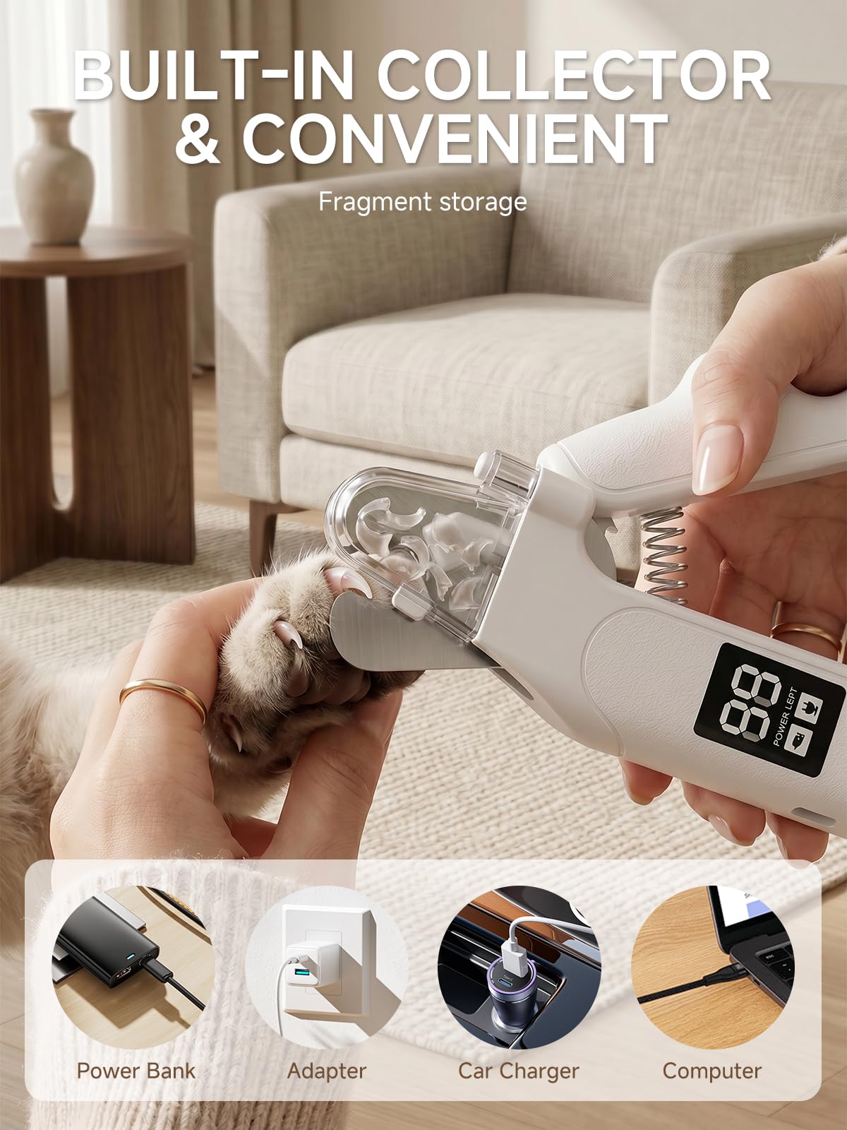 Dog Nail Clippers With Light 2-in-1 Clipper Grinder Trimmer