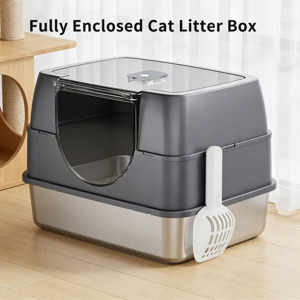 Fully Enclosed Stainless Steel Cat Litter Box White 2025 Top Pick