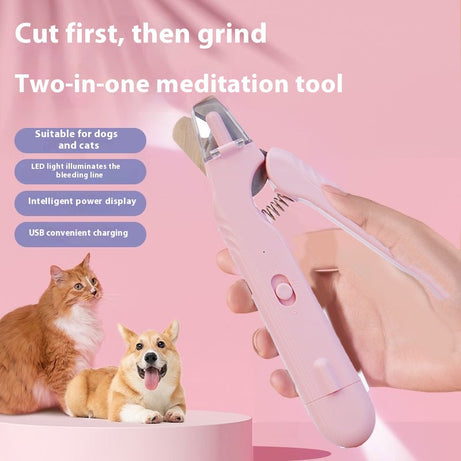 2-in-1 Pet Nail Clippers With LED Light Dog Cat Special Blood Line