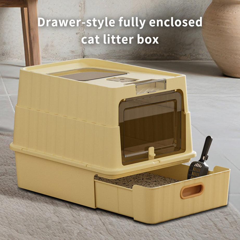 Dual Opening Fully Enclosed Cat Litter Box Top Entry Anti-tracking