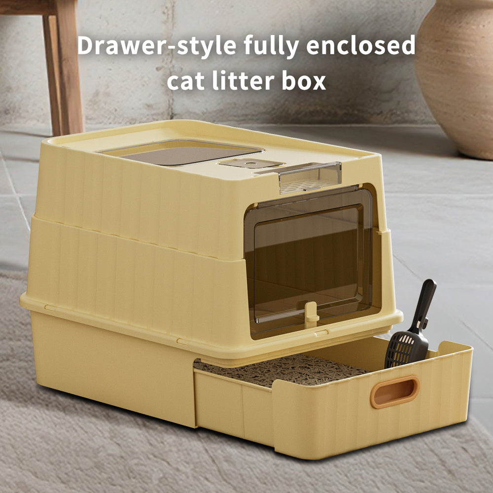 Dual Opening Fully Enclosed Cat Litter Box Top Entry Anti-tracking