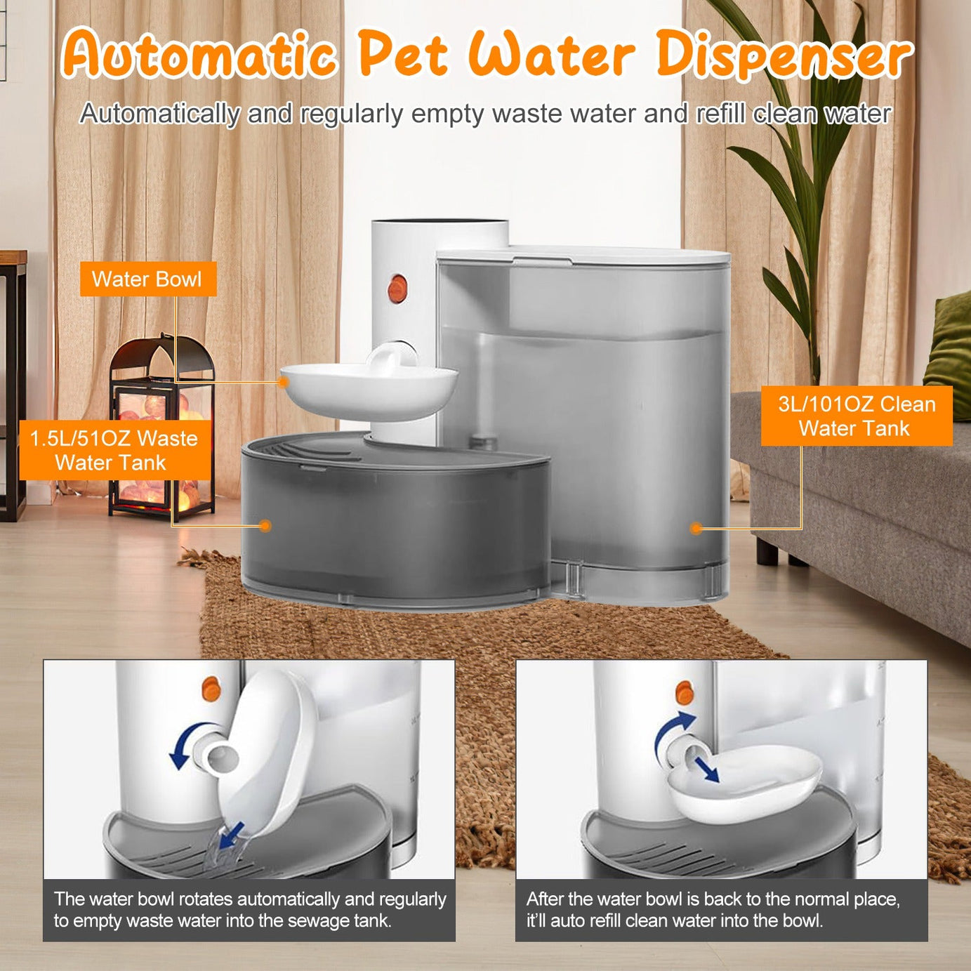 1pc Smart Pet Water Fountain Automatic Cat Dispenser 3l Cordless