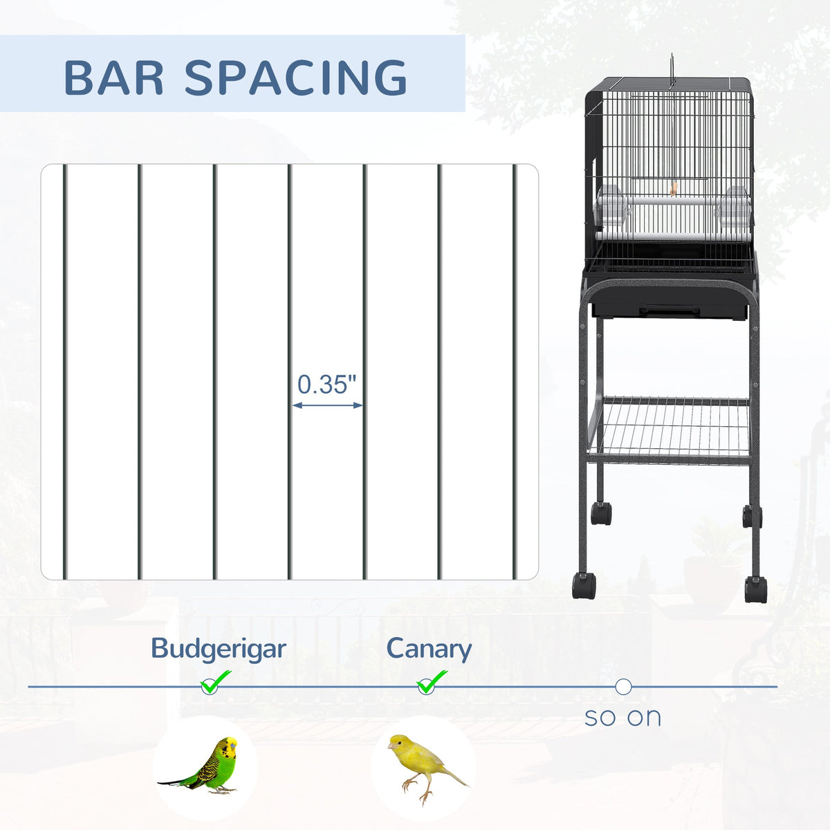 45-inch Metal Indoor Bird Cage Parrot Aviary With Detachable