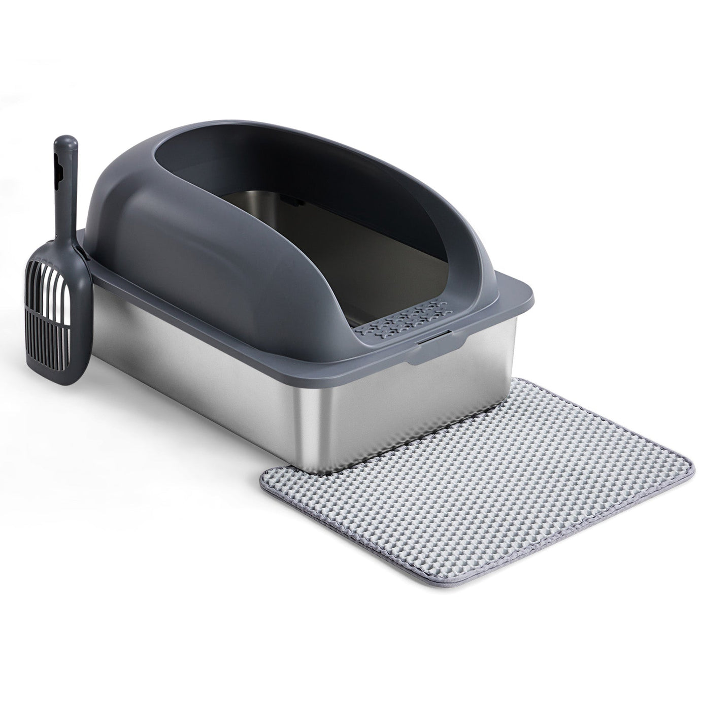 Stainless Steel Cat Litter Box With Lid Large For Big Cats Scoop