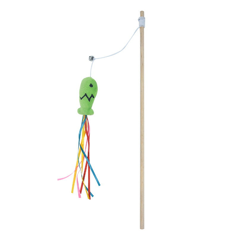 Cat Wand Toys Interactive With Catnip Fish Colorful Ribbons Bell