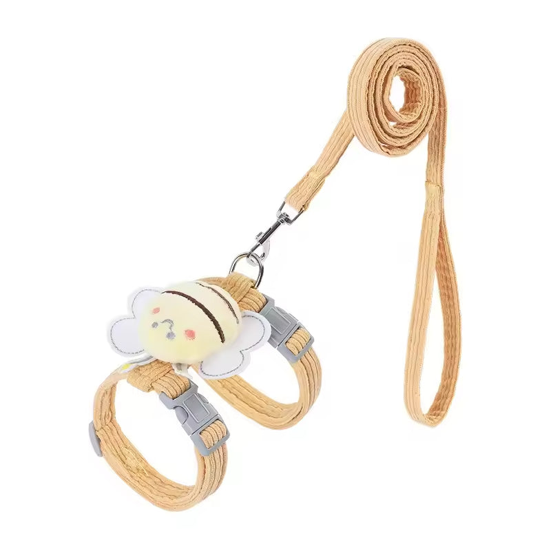 Kitten Harness Vest With Wing Decoration Strap Set For Cats
