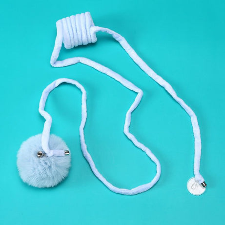 Cat Toy Suction Cup Spring Rabbit Fur Ball Retractable Elastic Rope