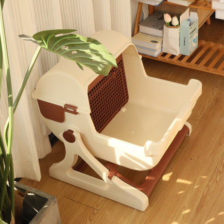 Open Tilting Cat Toilet Extra Large Semi-automatic Litter Box