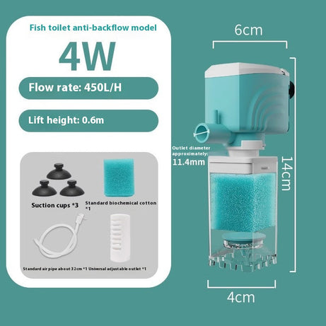 Anti-backflow Filter Aerating Fish Tank Built-in