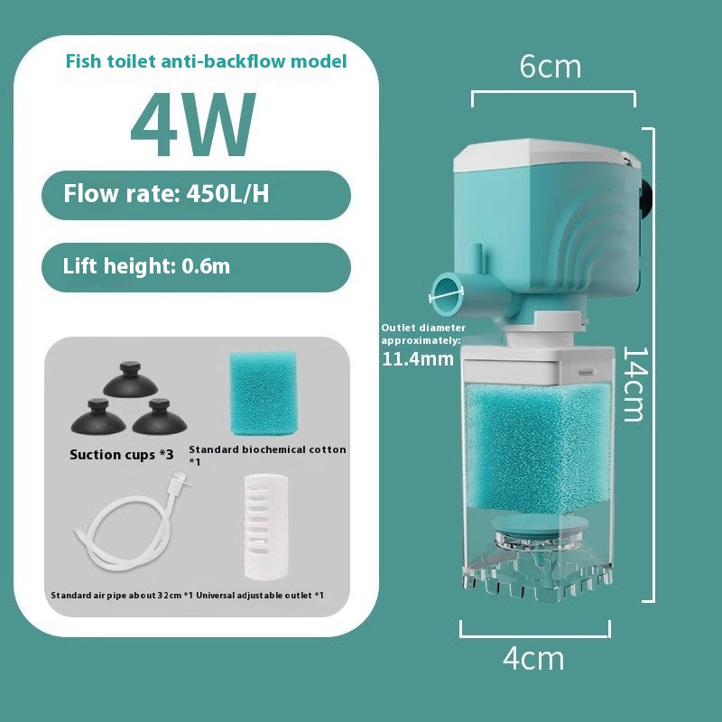 Anti-backflow Filter Aerating Fish Tank Built-in