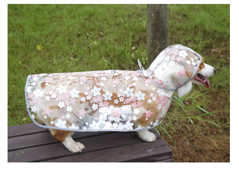 Pet It Tpu Floral Dog Cloak Raincoat Corgi Medium-sized Universal