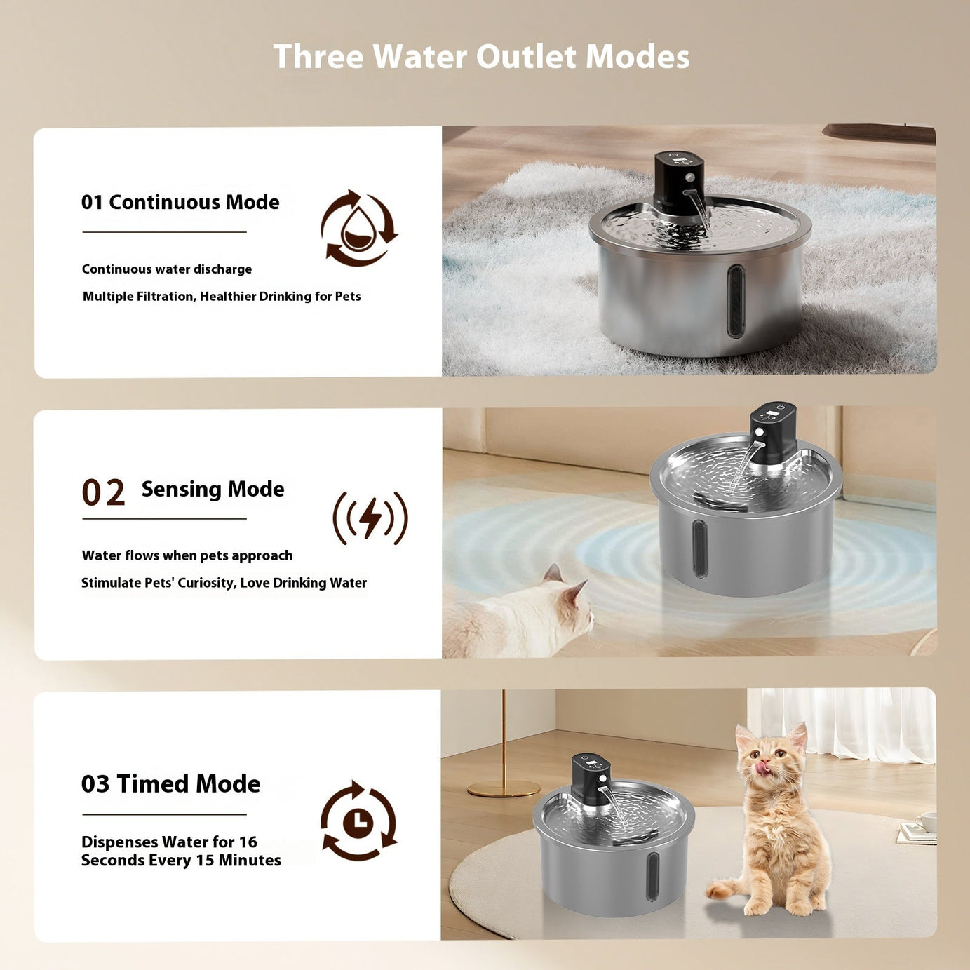 Cat Water Fountain Stainless Steel Constant Temperature Heating