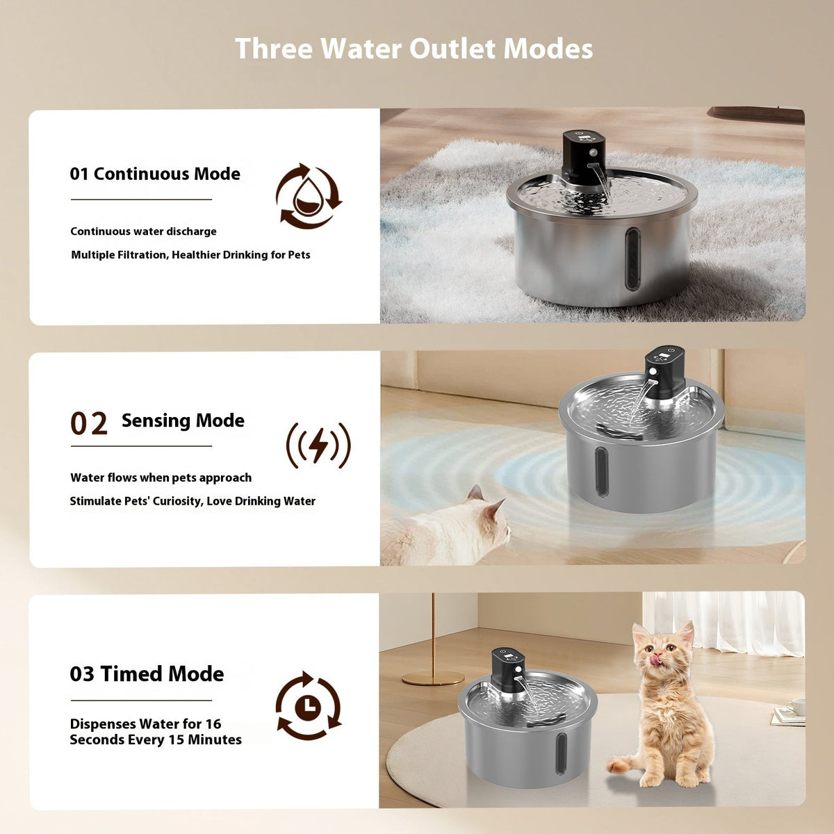 Cat Water Fountain Stainless Steel Constant Temperature Heating