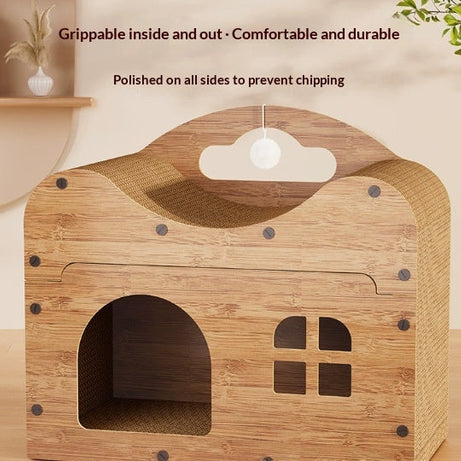 Cat Bed Scratching Post Wooden Vertical Sofa Corrugated Paper House